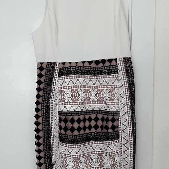 Endless Rose White and Black Geometric Midi Dress - Picture 1 of 3
